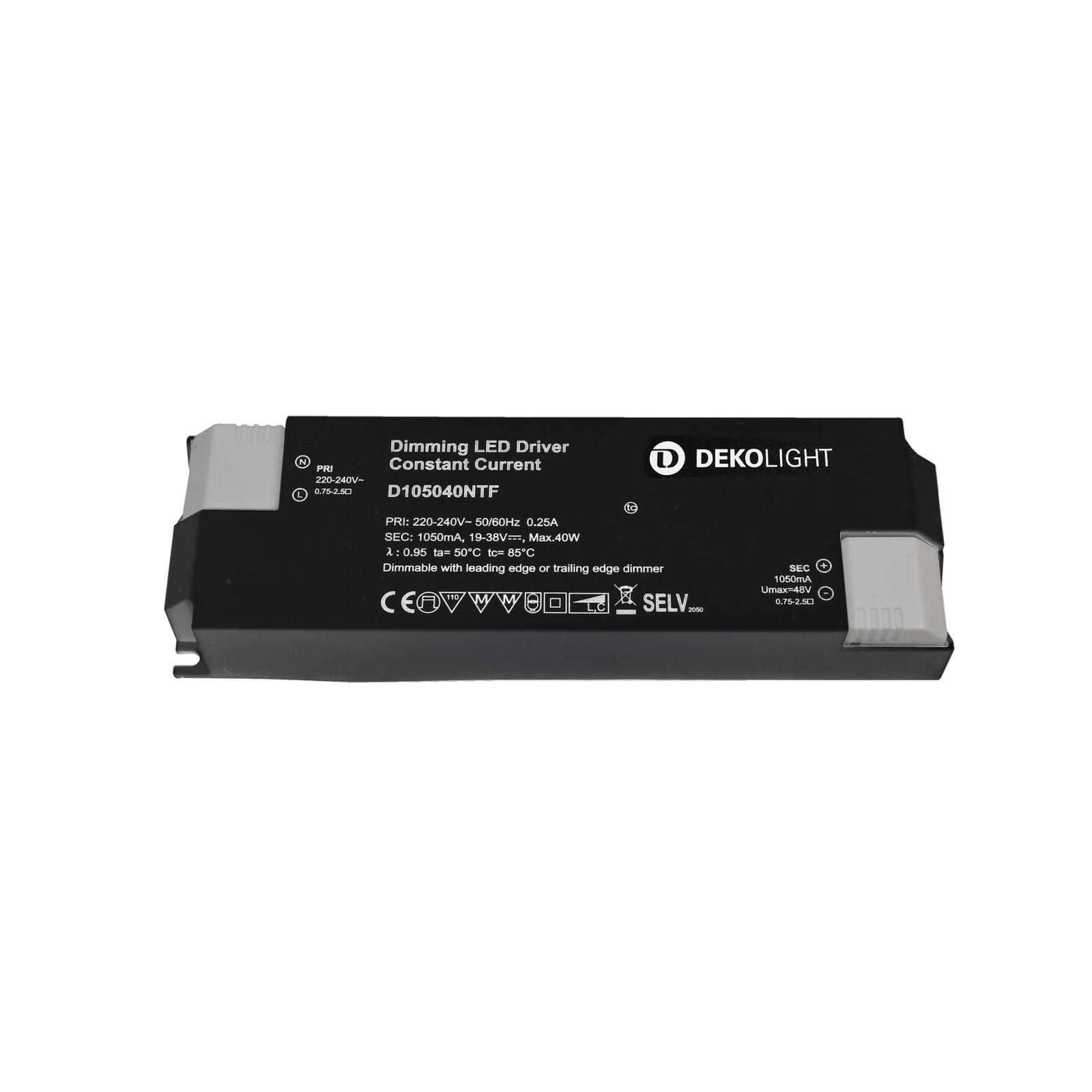 LED-driver dimbar 1050 mA 20-40W svart - Deko-Light forfra
