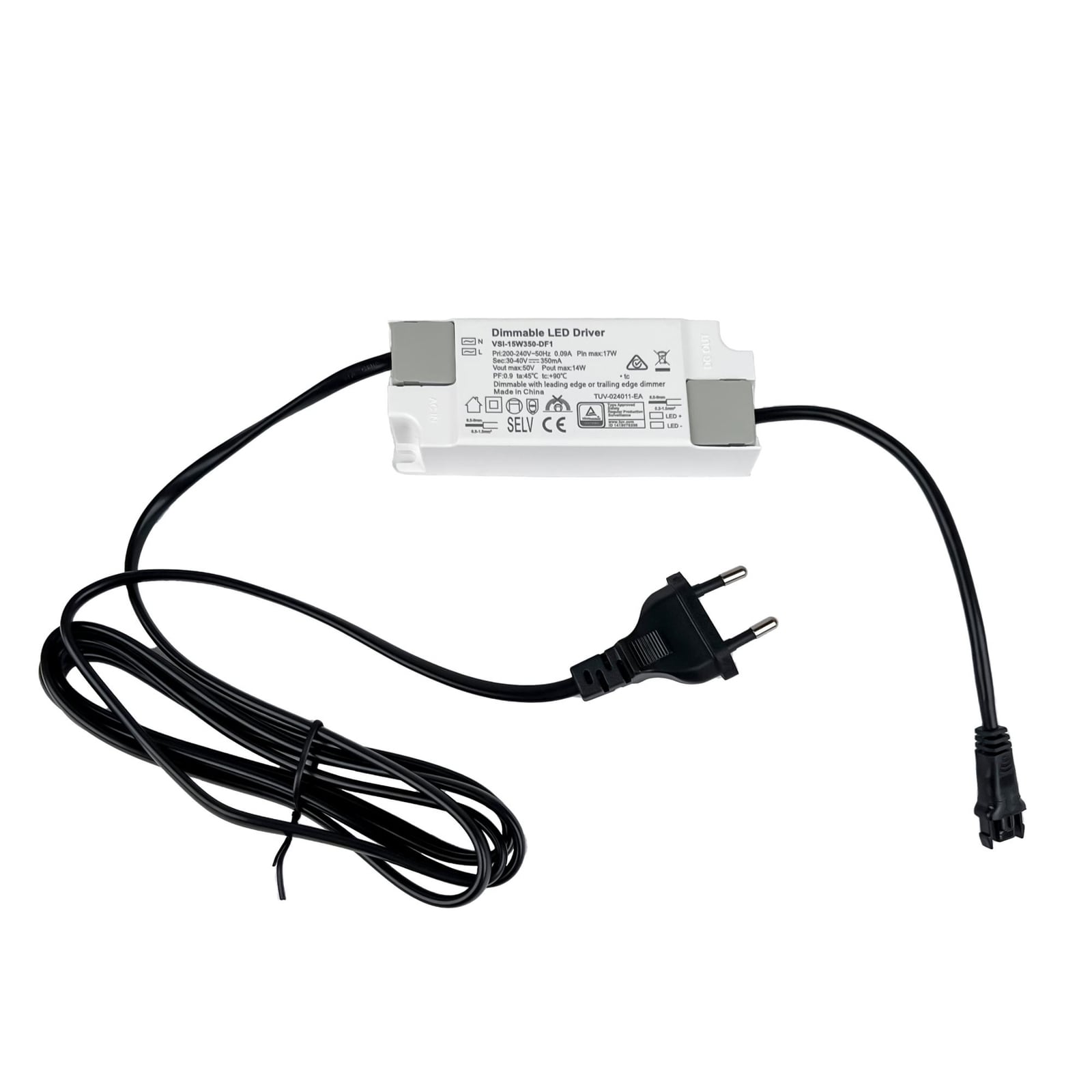 LED-driver dimbar 350mA maks. 17W hvit plast - The Light Group forfra