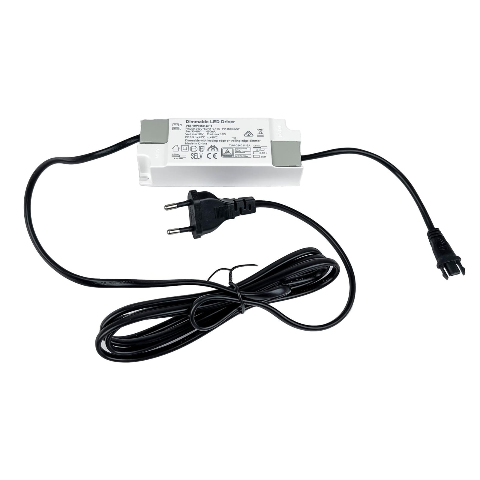 LED-driver dimbar 450mA maks. 22W hvit plast - The Light Group forfra