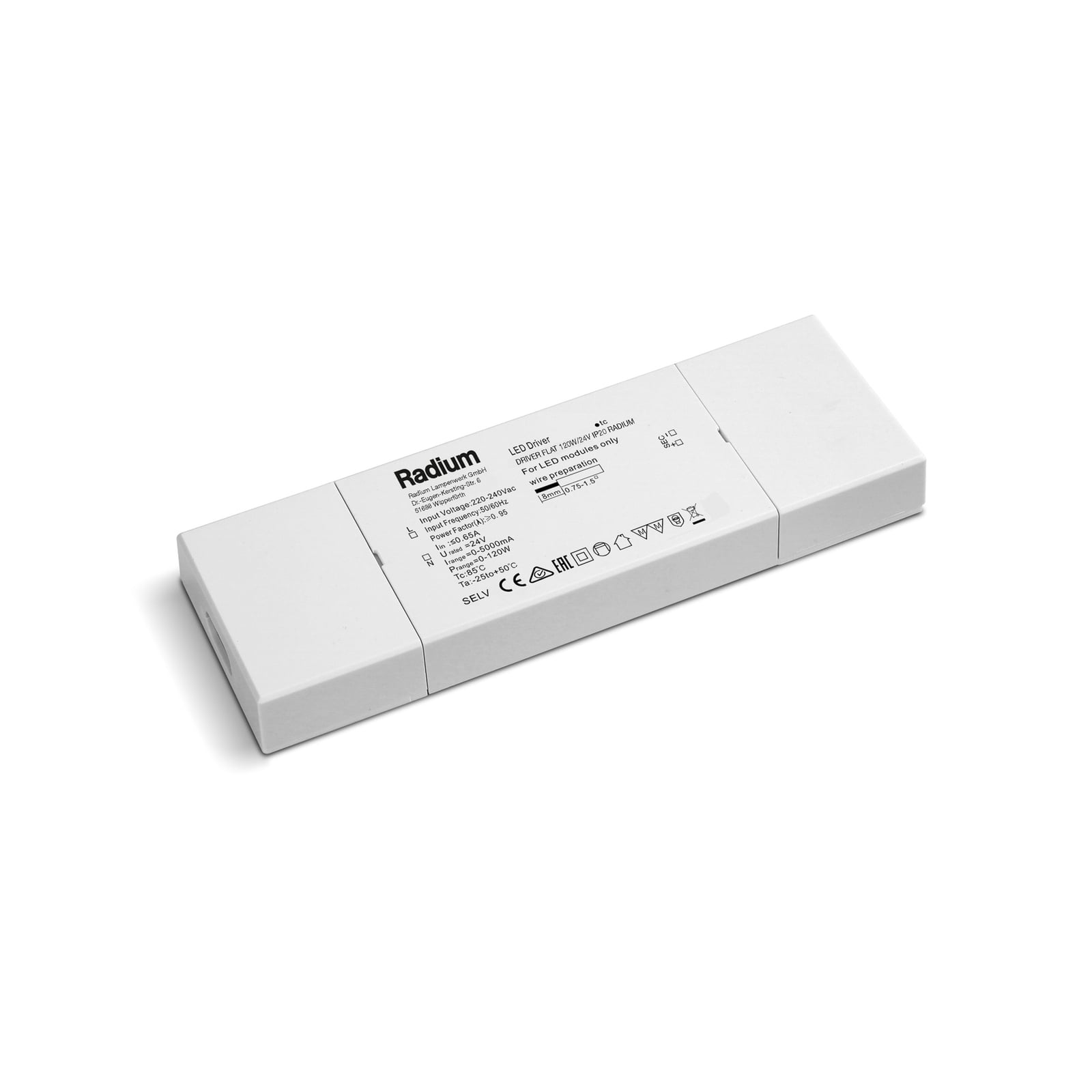 LED-driver Flat for LED-stripe 120W 24V IP20 Radium front