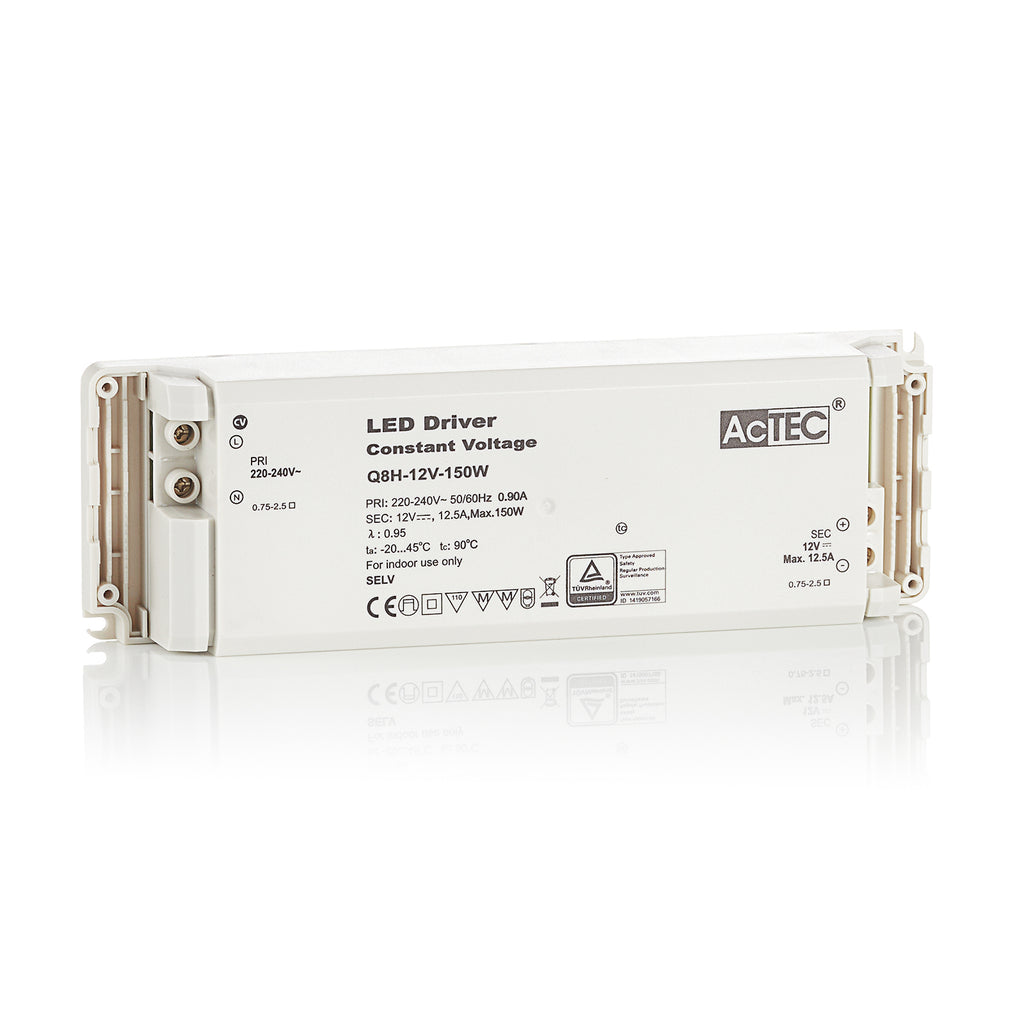 LED-driver konstantspenning 12V 150W IP20 hvit - AcTEC bakside
