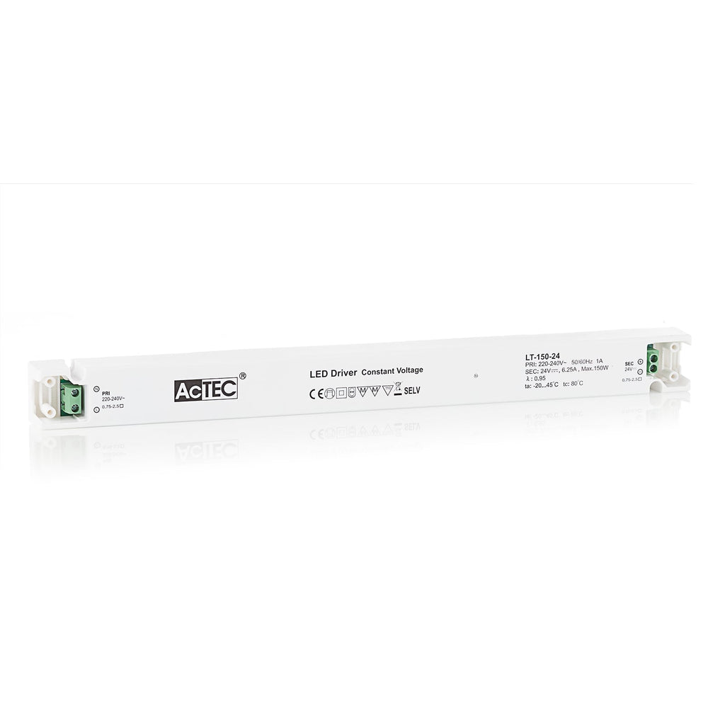 LED-driver konstantspenning 24V 150W IP20 hvit - AcTEC bakside
