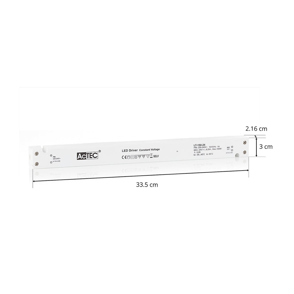 LED-driver konstantspenning 24V 150W IP20 hvit - AcTEC nærbilde av detaljer