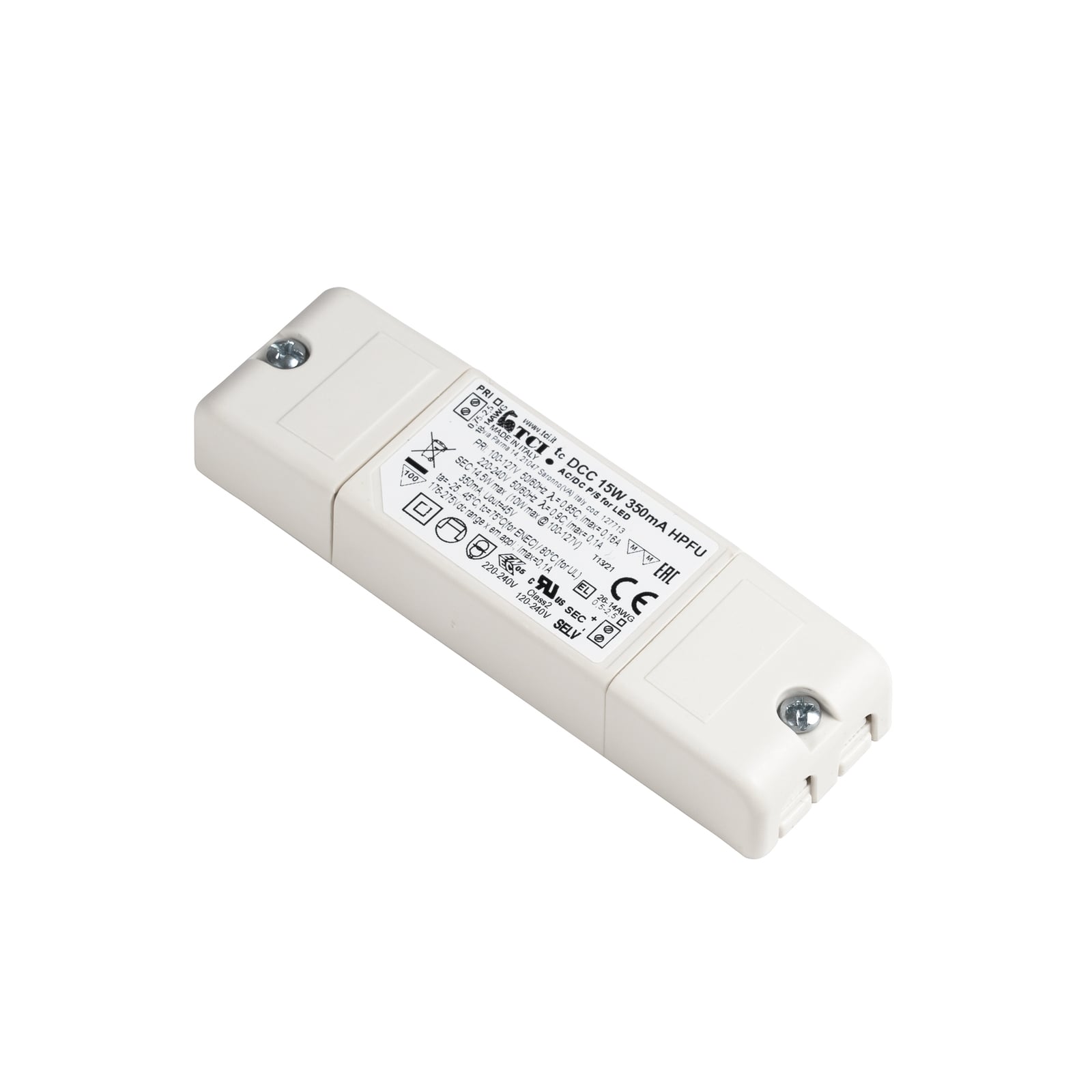 LED-driver konstantstrøm 350mA 1-15W ikke dimbar IP20 Egger Licht forfra