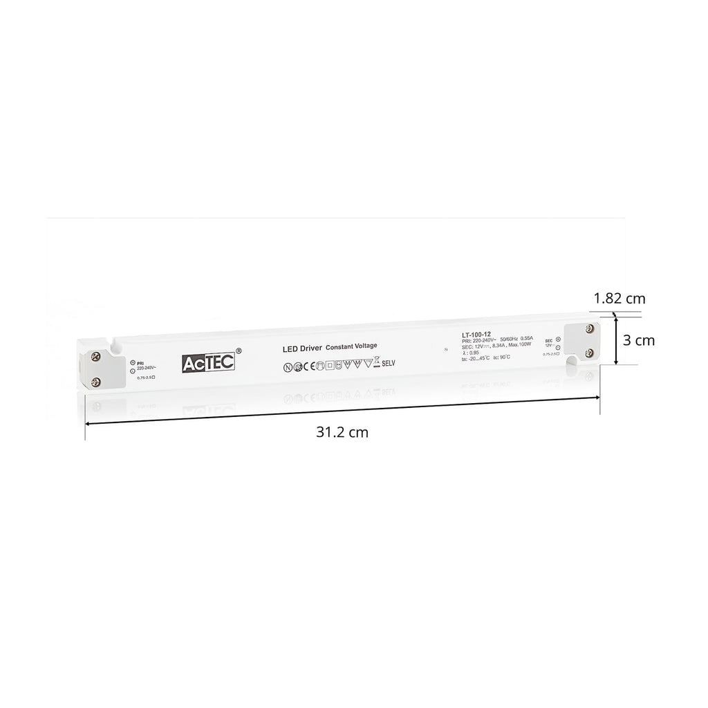LED-driver LT konstantspenning 12V 100W IP20 AcTEC nærbilde