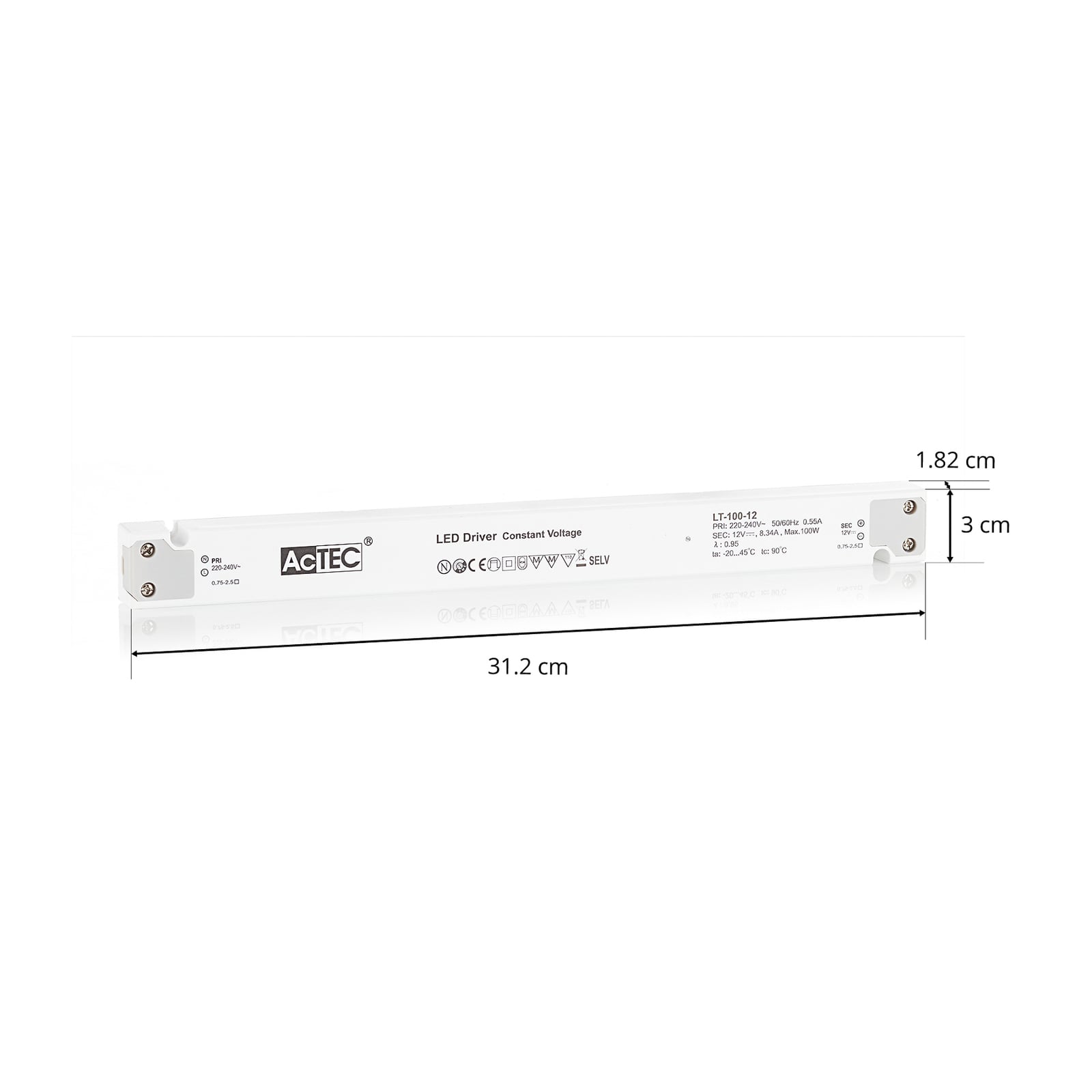 LED-driver LT konstantspenning 12V 100W IP20 AcTEC nærbilde