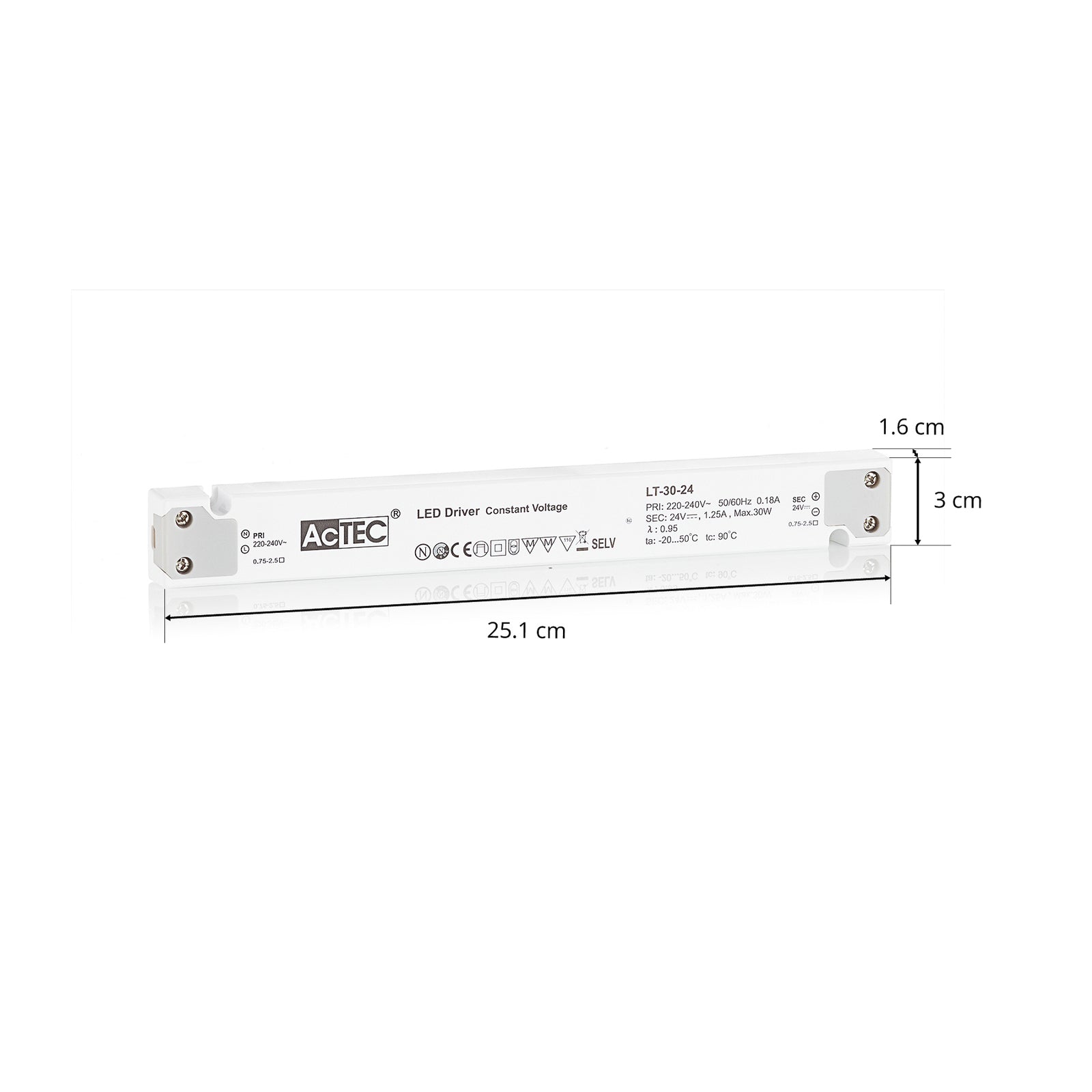 LED-driver LT konstantspenning 24V 30W IP20 AcTEC nærbilde