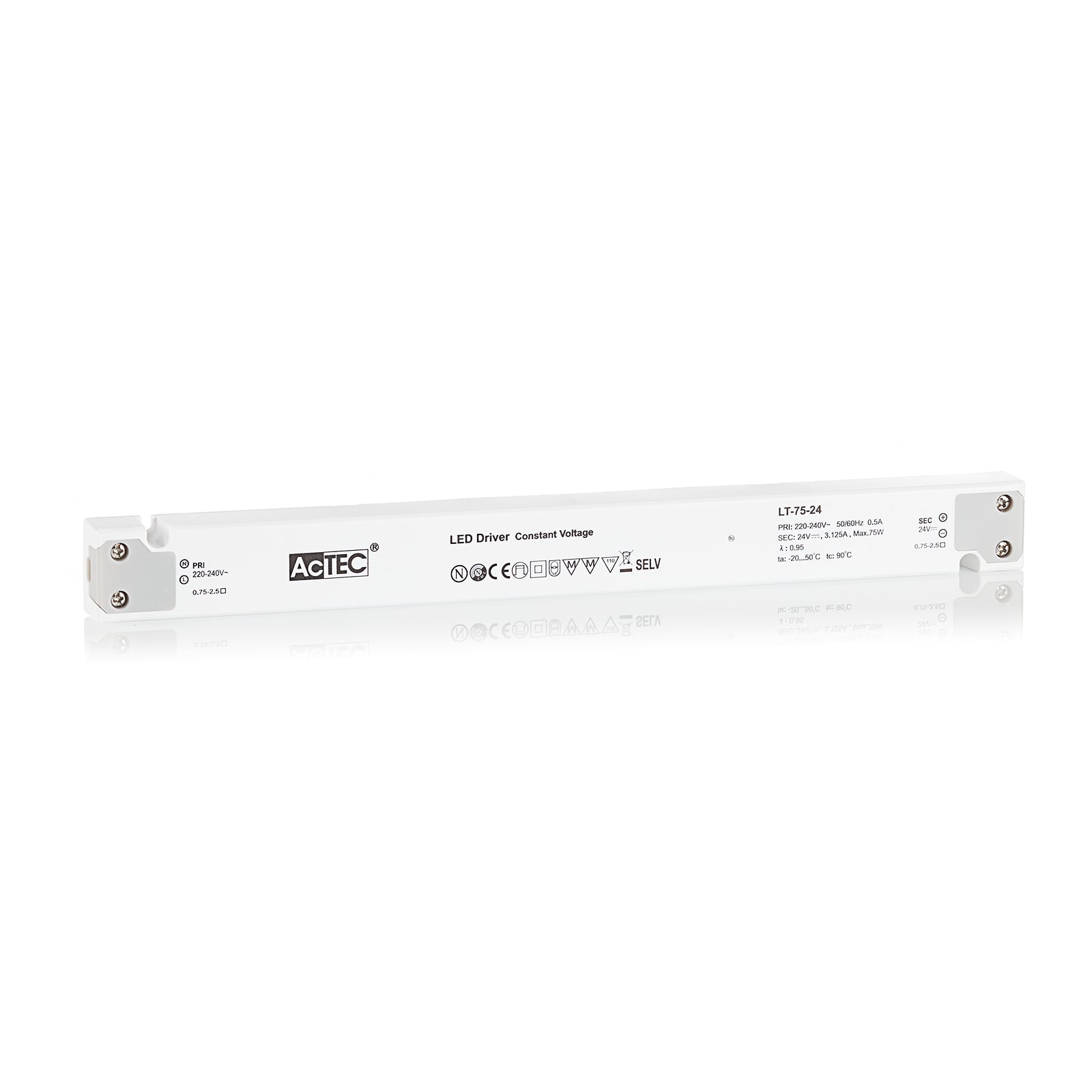 LED-driver LT konstantspenning 24V 75W IP20 AcTEC forfra
