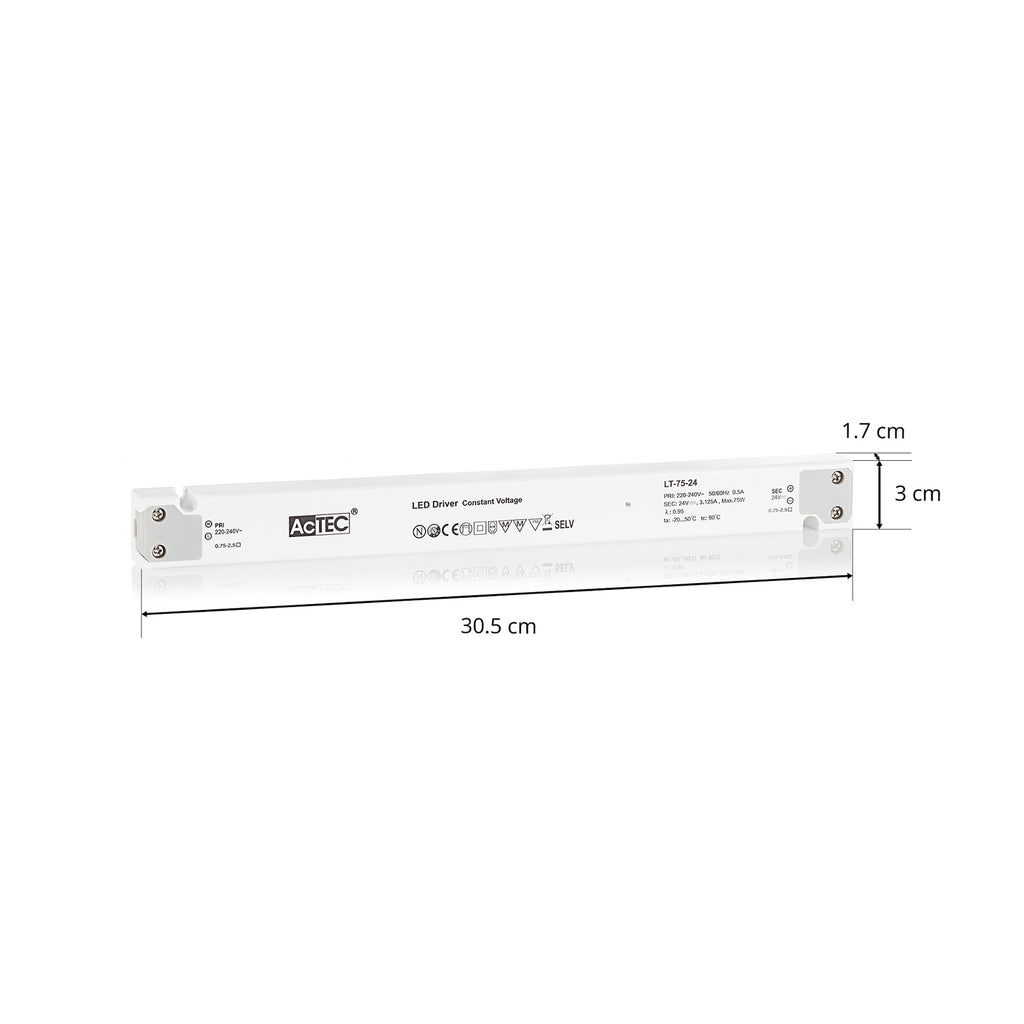 LED-driver LT konstantspenning 24V 75W IP20 AcTEC detalj