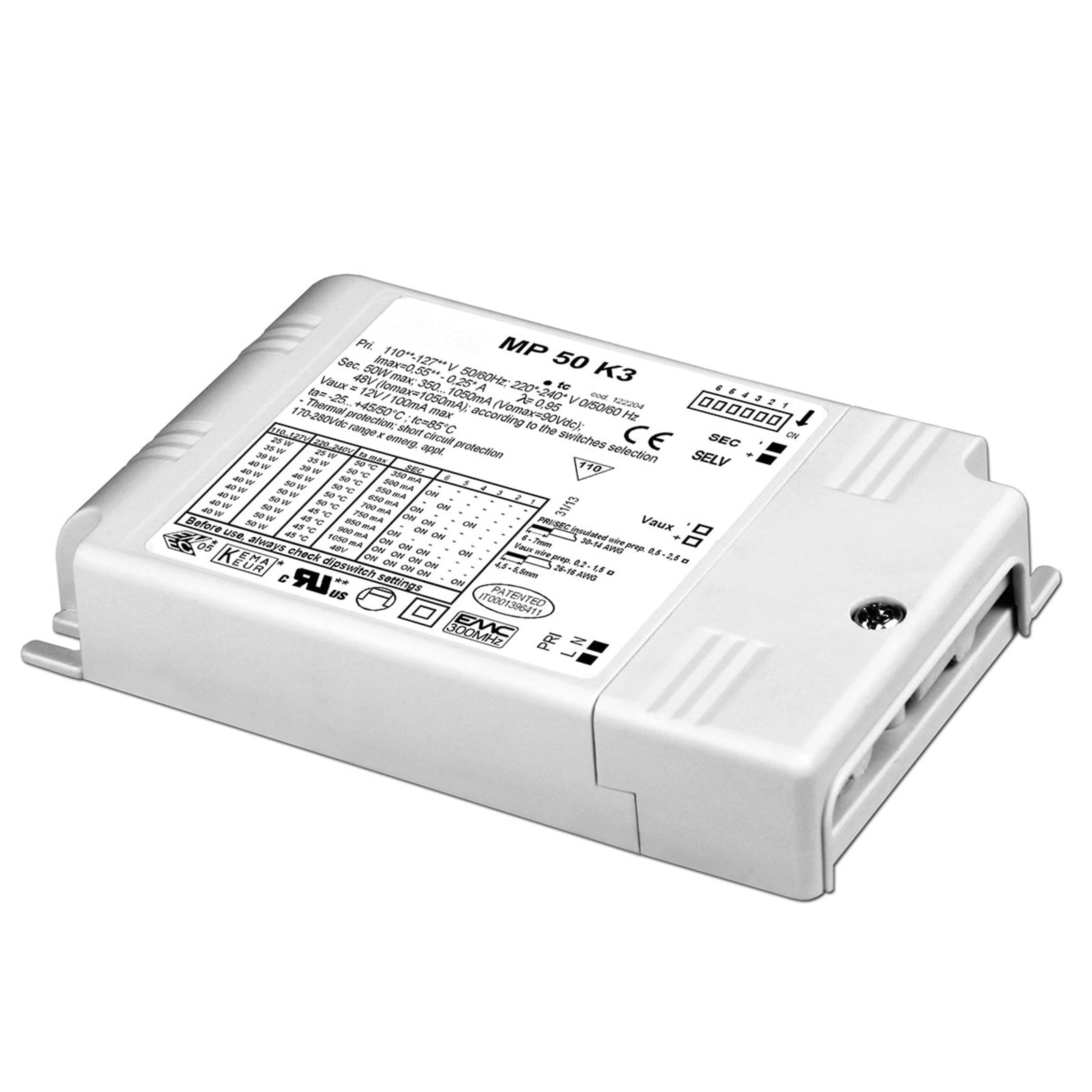 LED-driver MP 50 K3 justerbar 25-50W ikke dimbar fra Molto Luce hvit plast