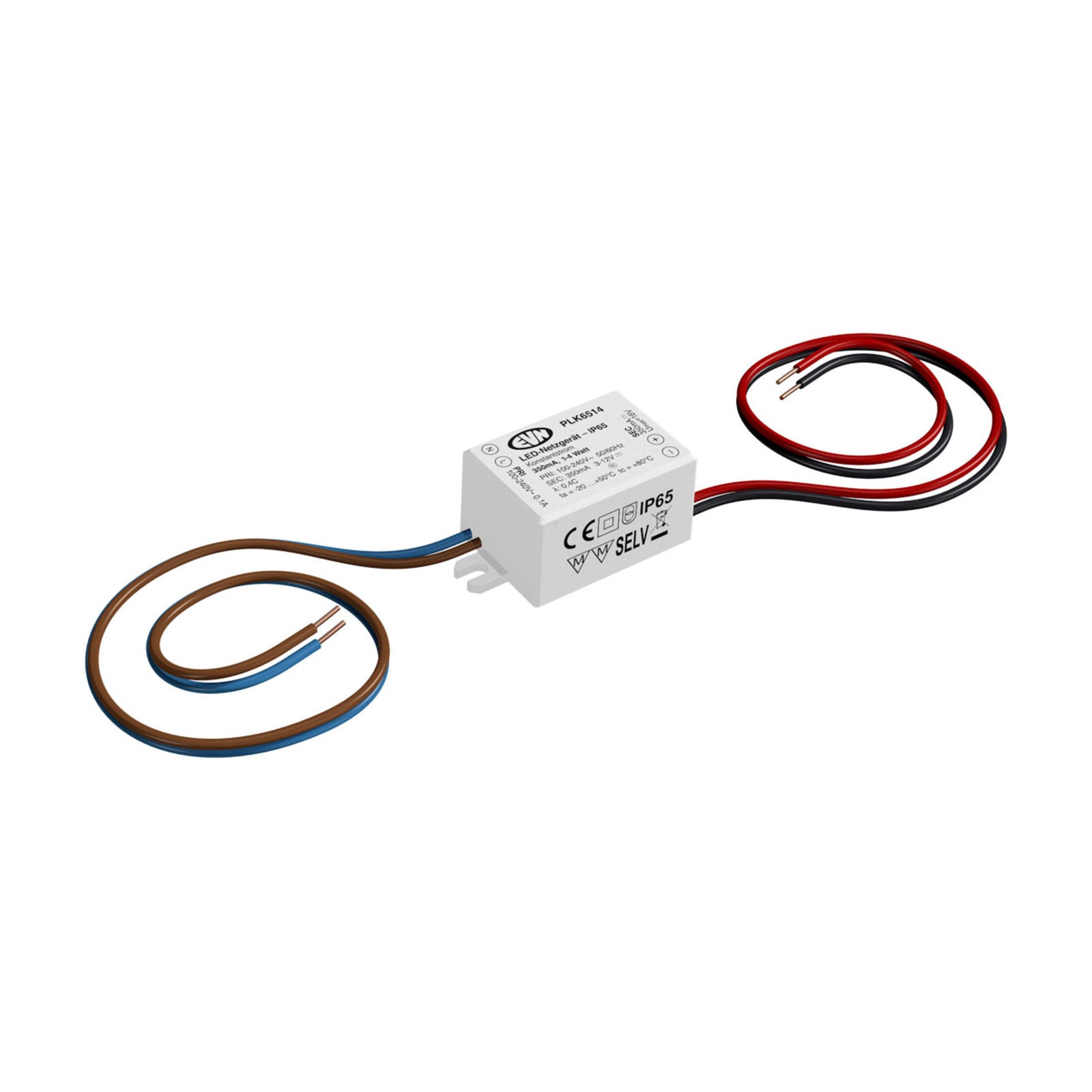 LED-driver PLK6514 350mA 1-4W IP65 hvit - EVN for bryterboksmontering
