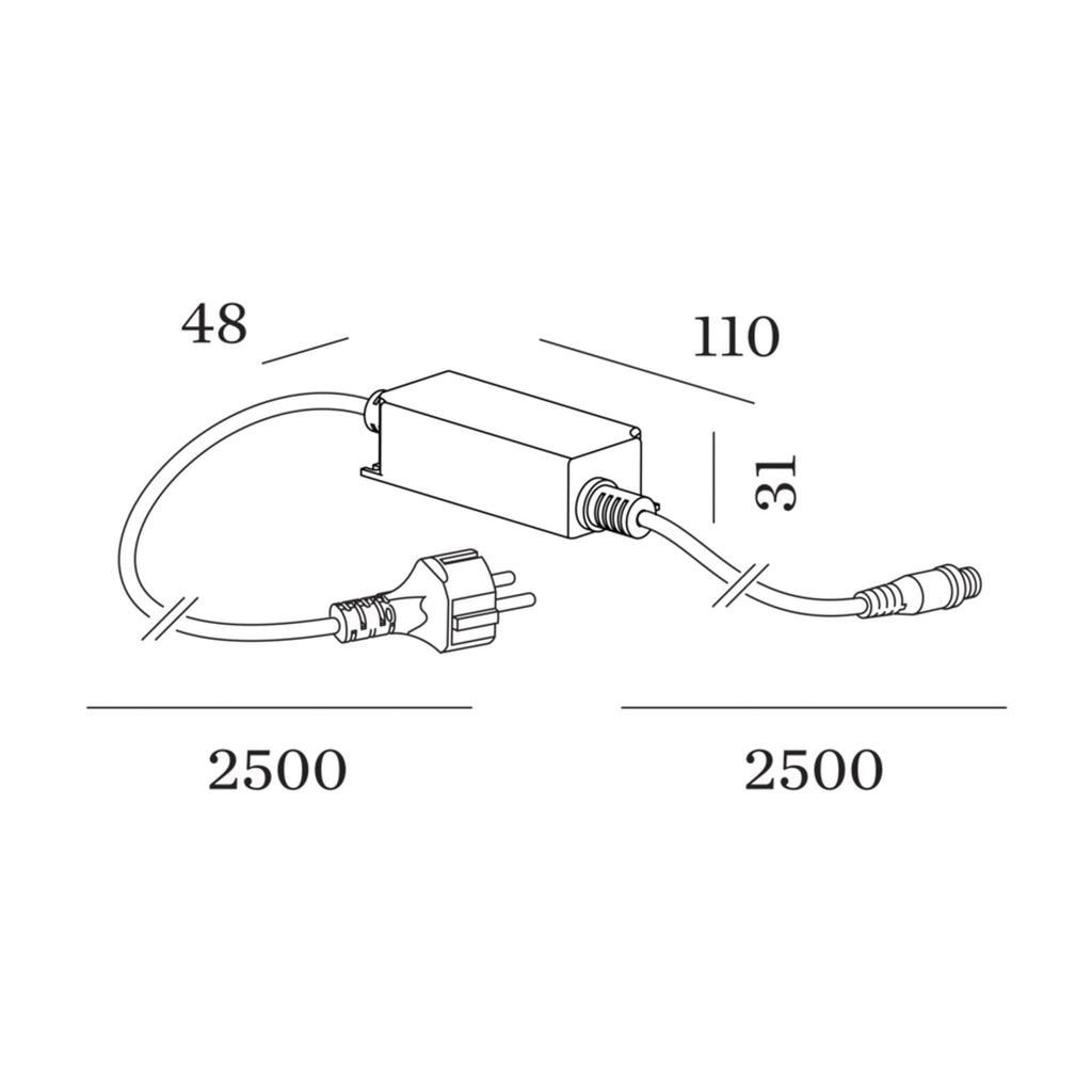 LED-driver Plug & Play 30W 24V IP67 for GEO nærbilde av kabel