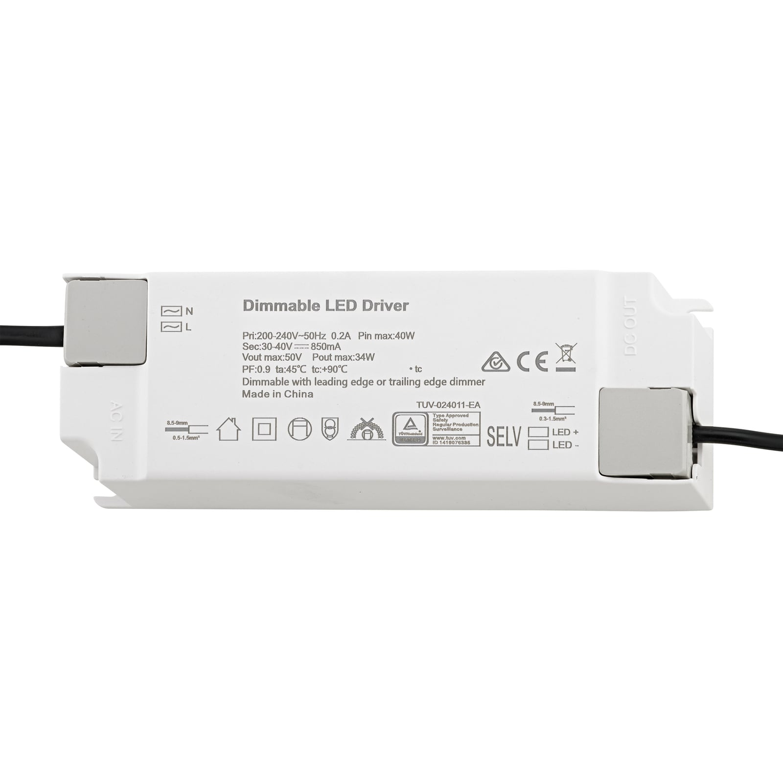 LED-driver Powerline Panel CC Triac dimbar 34W 850mA - Sigor for LED-panel