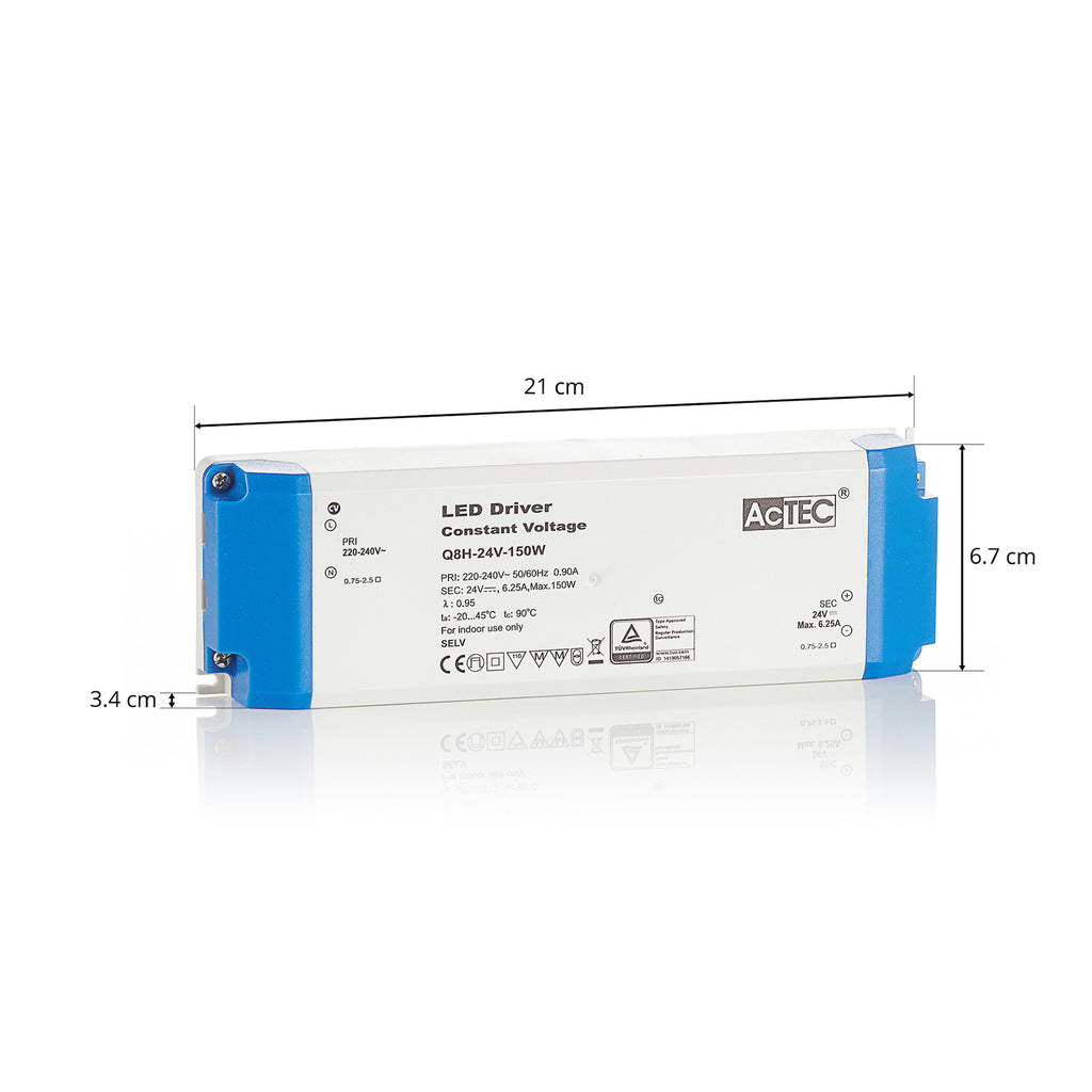 Detaljbilde av LED-driver Q8H konstantspenning 24V 150W hvit