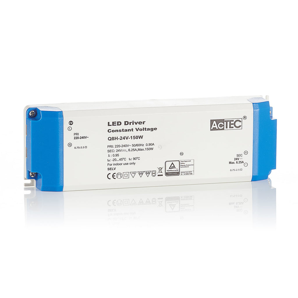 LED-driver Q8H konstantspenning 24V 150W hvit front