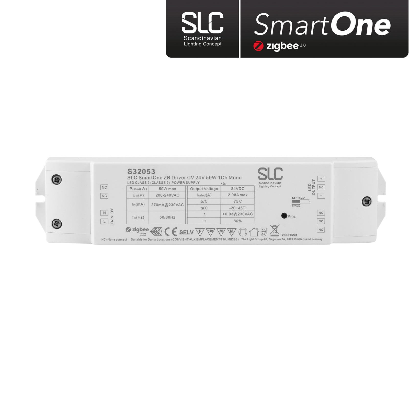 LED-driver Zigbee 24V 50W PWM dimbar IP20 - The Light Group bakside