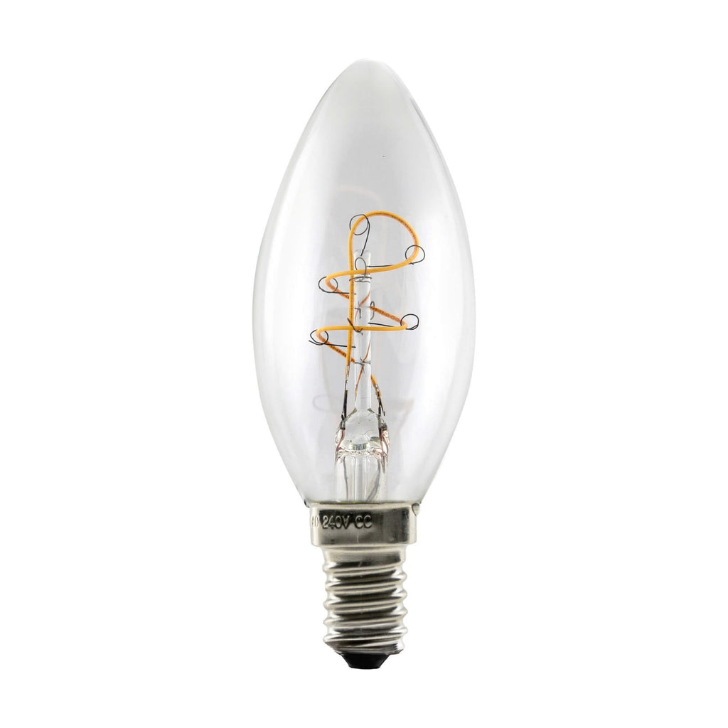 LED filament kronelysform E14 3W 2700K dimbar klar SEGULA forfra