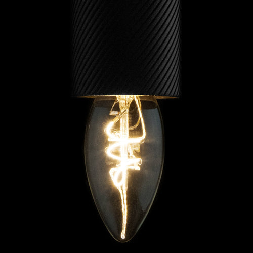 LED filament kronelysform E14 3W 2700K dimbar klar SEGULA detalj av filament