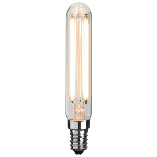 LED filamentpære E14 2W 2700K Ra90 dimbar rørform klar forfra