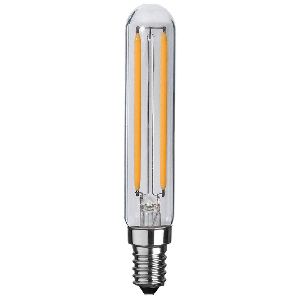 LED filamentpære E14 2W 2700K Ra90 dimbar rørform klar bakside