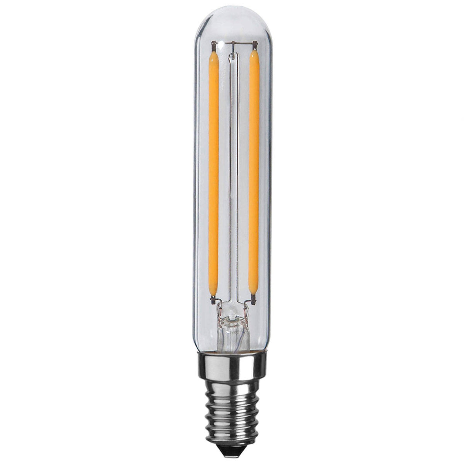 LED filamentpære E14 2W 2700K Ra90 dimbar rørform klar bakside