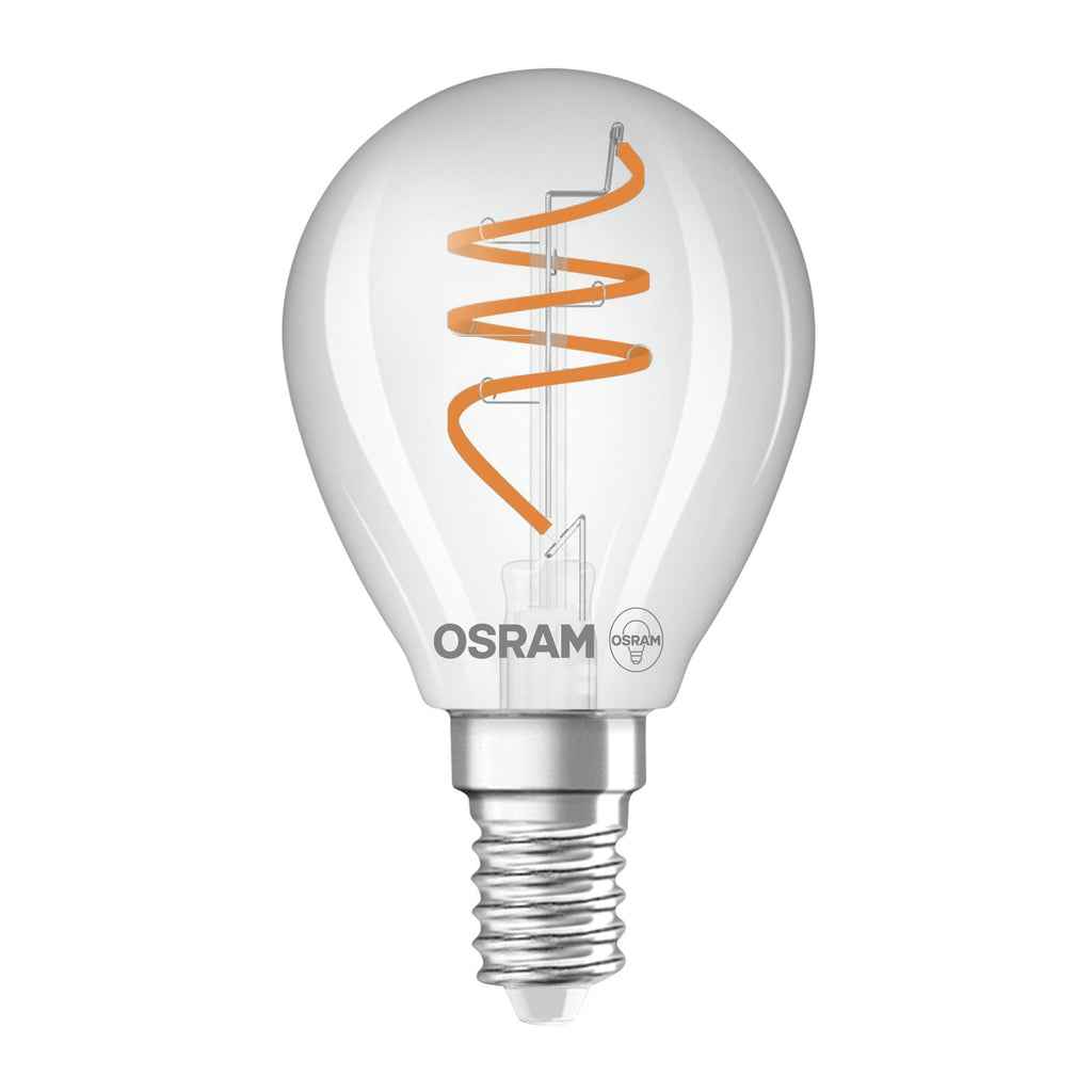 LED filamentpære E14 4,6W 2700K dråpeform dimbar klar OSRAM forfra