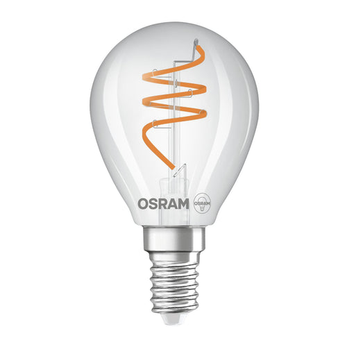 LED filamentpære E14 4,6W 2700K dråpeform dimbar klar OSRAM forfra