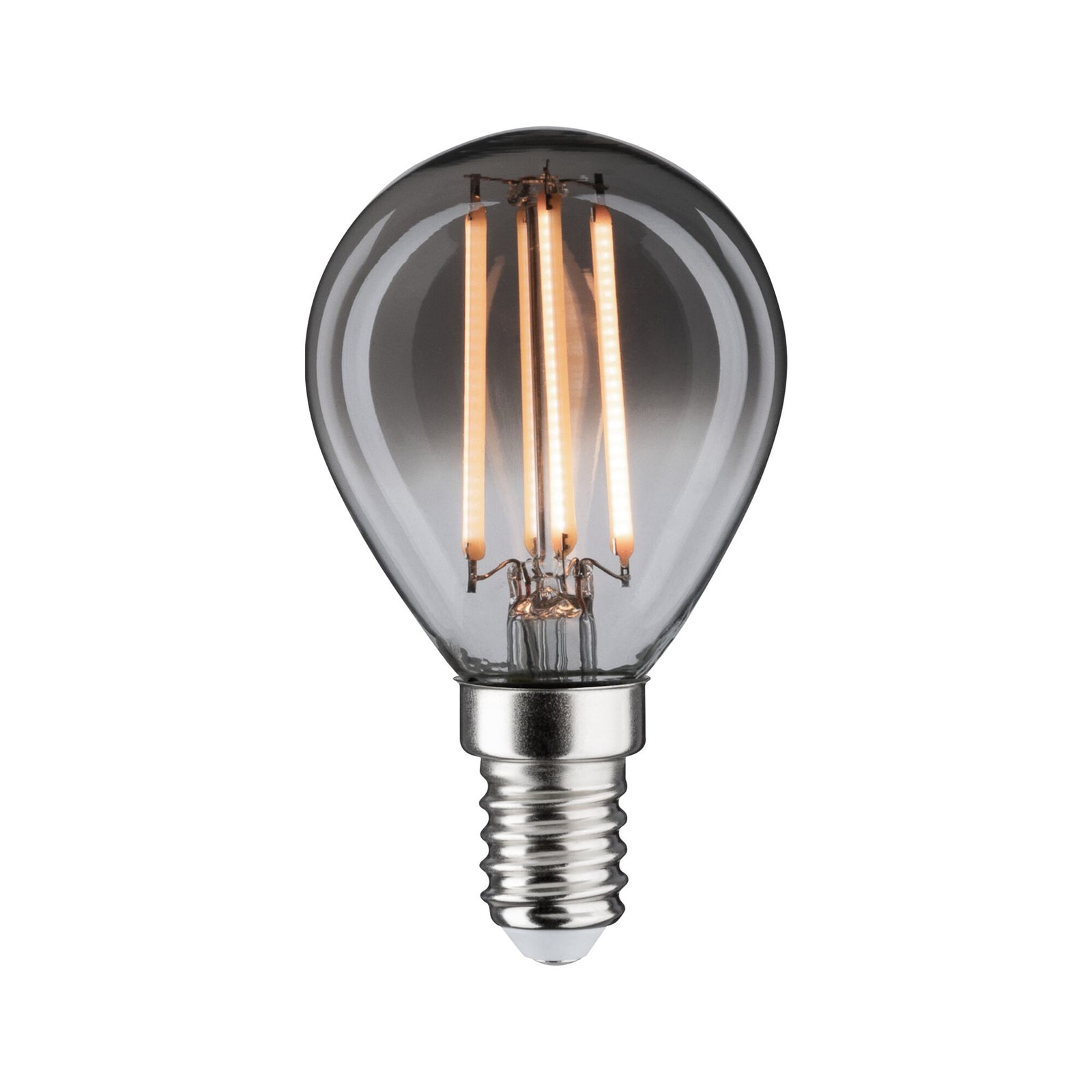 LED filamentpære E14 4W 1800K dimbar røykglass Paulmann forfra