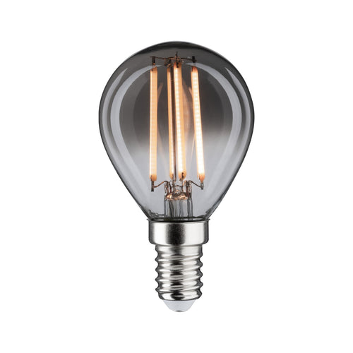 LED filamentpære E14 4W 1800K dimbar røykglass Paulmann forfra