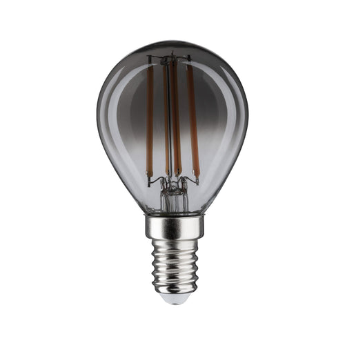 LED filamentpære E14 4W 1800K dimbar røykglass Paulmann bakside