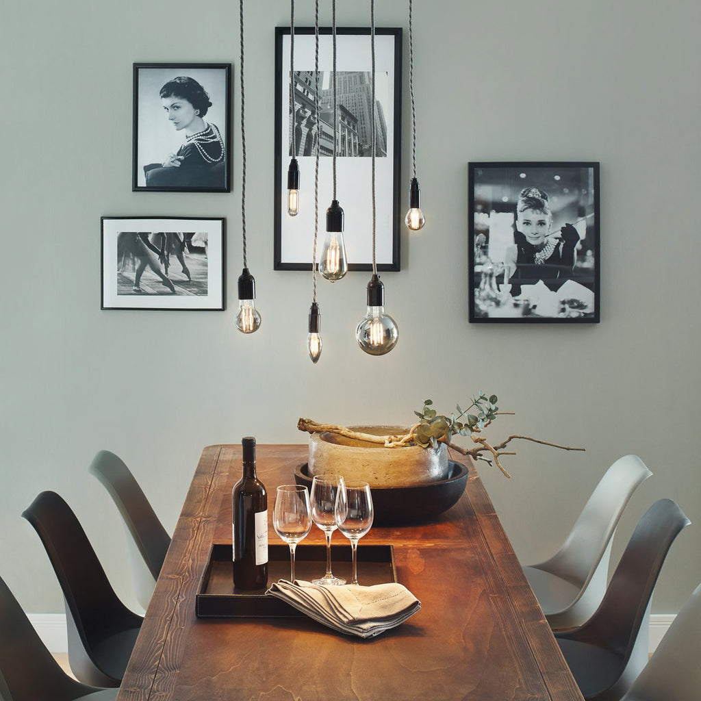 LED filamentpære E14 4W 1800K dimbar røykglass Paulmann montert