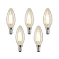 LED filamentpære E14 4W 2700K kronelysform dimbar 5-pk forfra