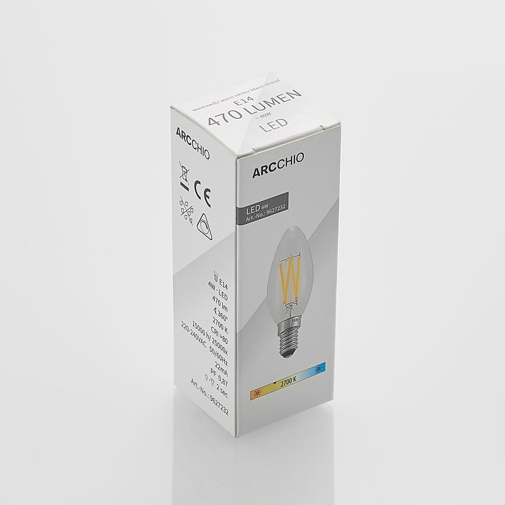 LED filamentpære E14 4W 2700K kronelysform dimbar 5-pk emballasje
