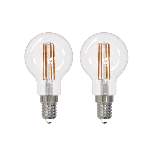 LED filamentpære E14 G45 2,2W 2700K 470 lm klar 2-pack forfra