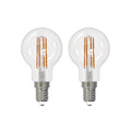 LED filamentpære E14 G45 2,2W 2700K 470 lm klar 2-pack forfra