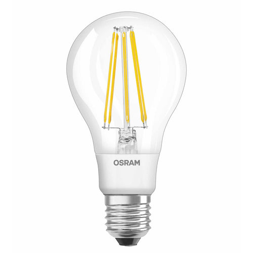 LED filamentpære E27 11W 2700K klar pæreform 1521 lm OSRAM forfra