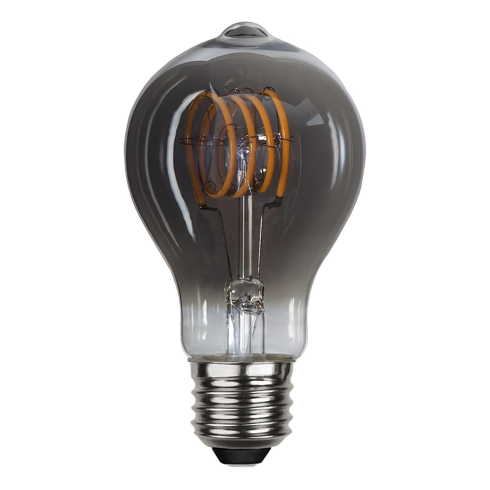 LED filamentpære E27 2W 2100K dimbar røykfarget glass montert