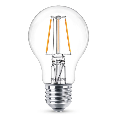 Bakside LED filamentpære E27 4,3W 2700K klar 3-pakning Philips