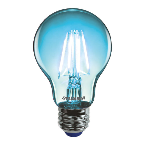 LED filamentpære E27 4,1W blå pæreform klar - Sylvania forfra