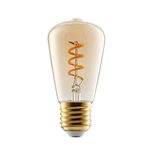 LED filamentpære E27 4W ST48 2000K dimbar amber forfra