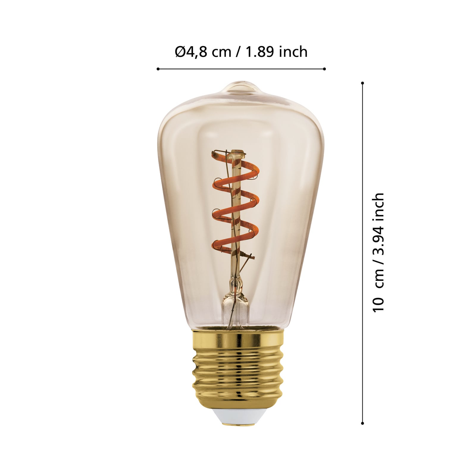 Detalj av LED filamentpære E27 4W ST48 2000K dimbar amber