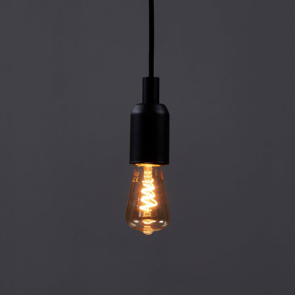 Montert LED filamentpære E27 4W ST48 2000K dimbar amber i lampe