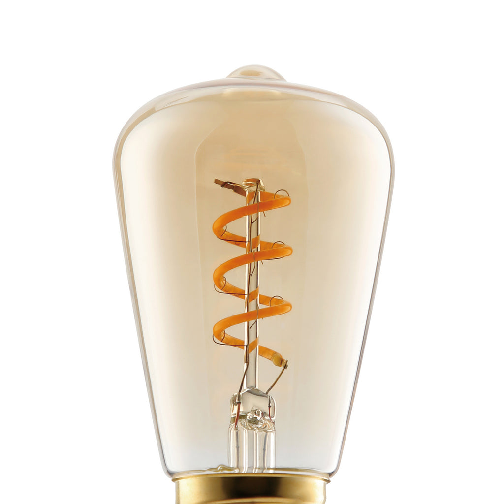 LED filamentpære E27 4W ST48 2000K dimbar amber sett fra siden