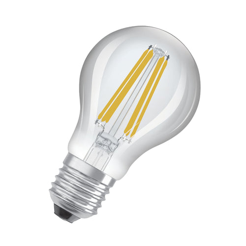 LED filamentpære E27 5,7W 2700K 1055lm dimbar klar OSRAM forfra