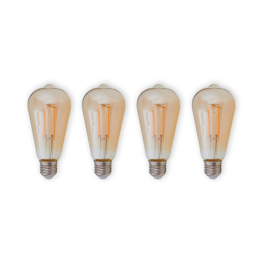 LED filamentpære E27 6W 500lm 1800K amber 4-pakk Lindby forfra