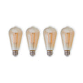 LED filamentpære E27 6W 500lm 1800K amber 4-pakk Lindby forfra