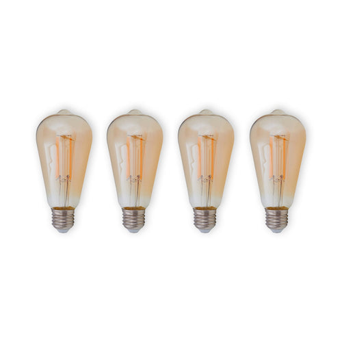 LED filamentpære E27 6W 500lm 1800K amber 4-pakk Lindby forfra