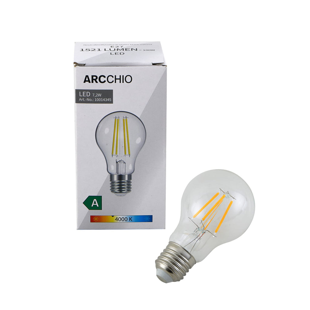 LED filamentpære E27 7,2W 1521lm 4000K nøytralhvit klar - Arcchio detalj av sokkel