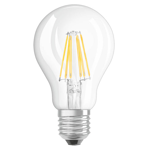 LED filamentpære E27 7W GLOWdim 2700-2000K klar OSRAM forfra
