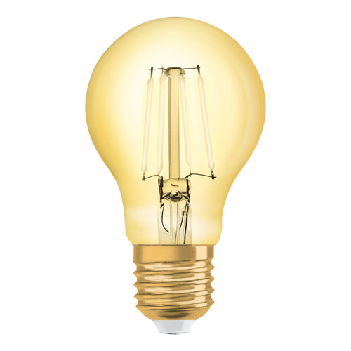 LED filamentpære E27 8W 2500K pæreform gull - OSRAM forfra